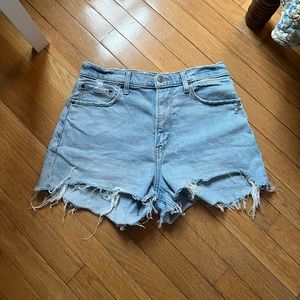 Abercrombie and Fitch curve love high rise mom shorts light wash